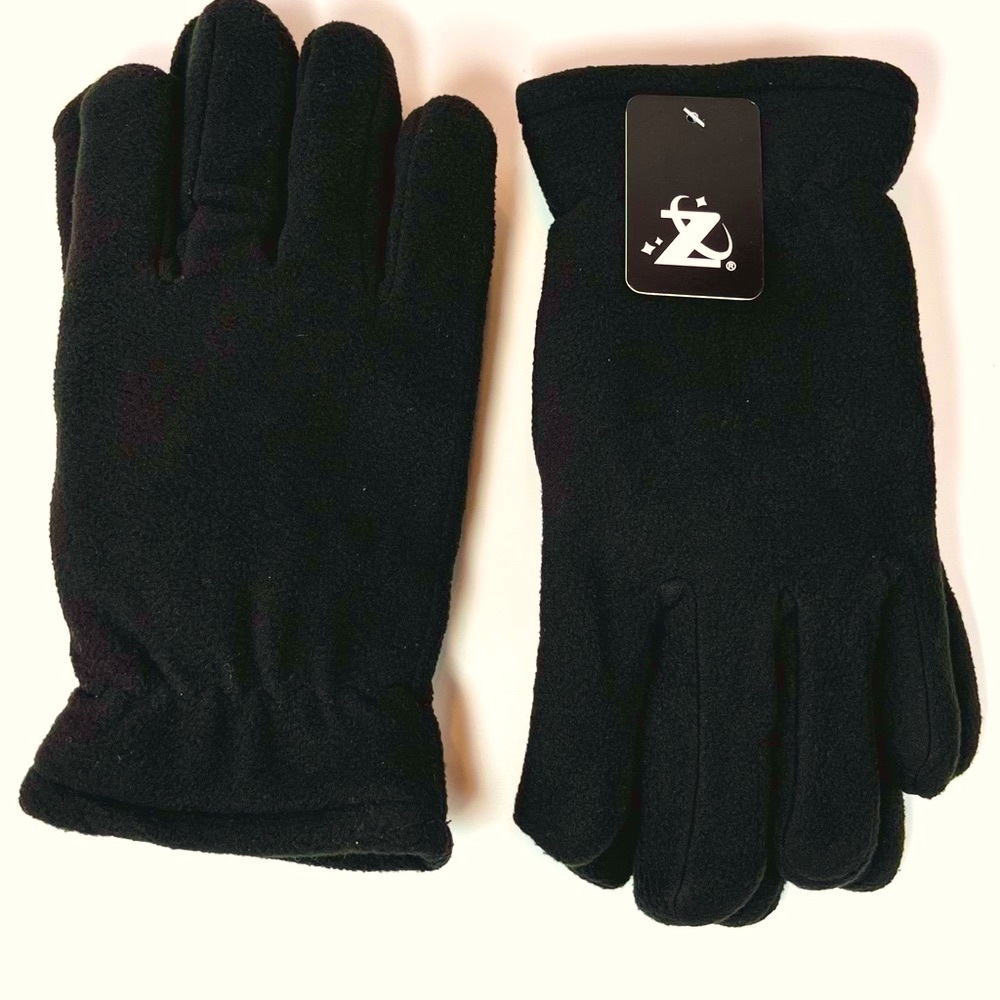 Warm Elegance: Uptown Black Cotton Gloves, One Size Fits All